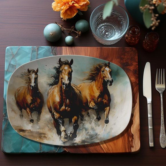 Horse Serving Platter - Farmhouse Dinnerware, Farmhouse Table Decor, 10x14 Inch - Picture 2 of 6